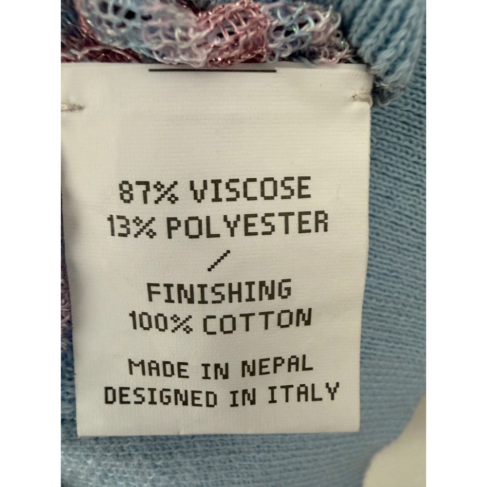 Happy Sheep Italy Pastel Pink Blue Striped Metallic Knit Button Front Cardigan - Picture 5 of 9